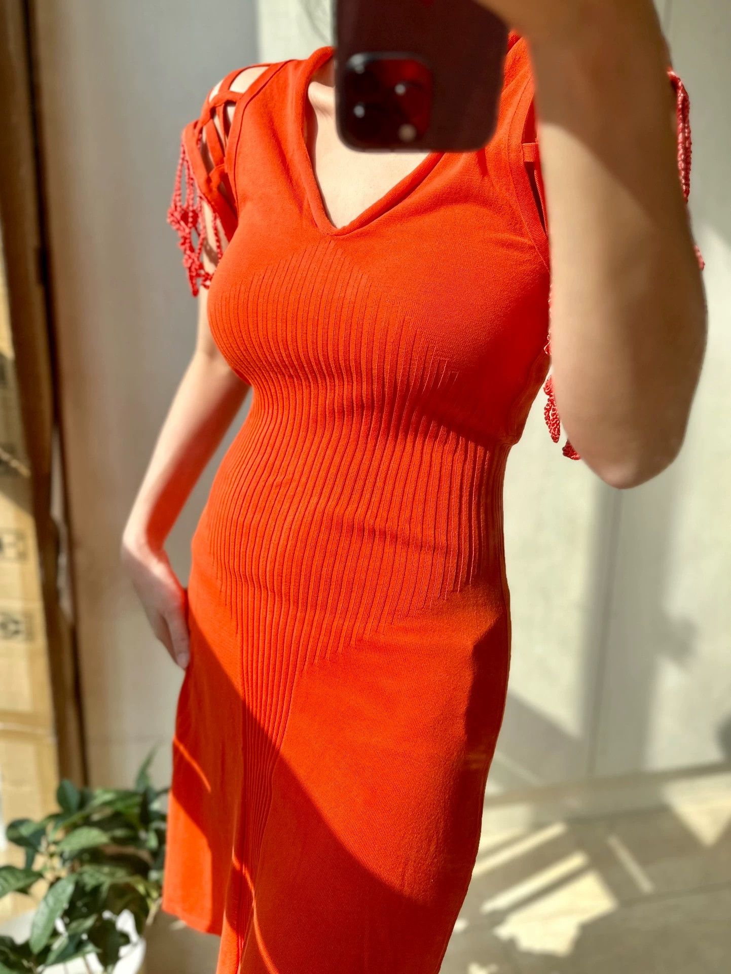 Jean Paul Gaultier JPG Stretchy Knit V-Neck Cutout Sleeves XS Dress 95 New Size XS / US 0-2 / IT 36-38 - 1 Thumbnail