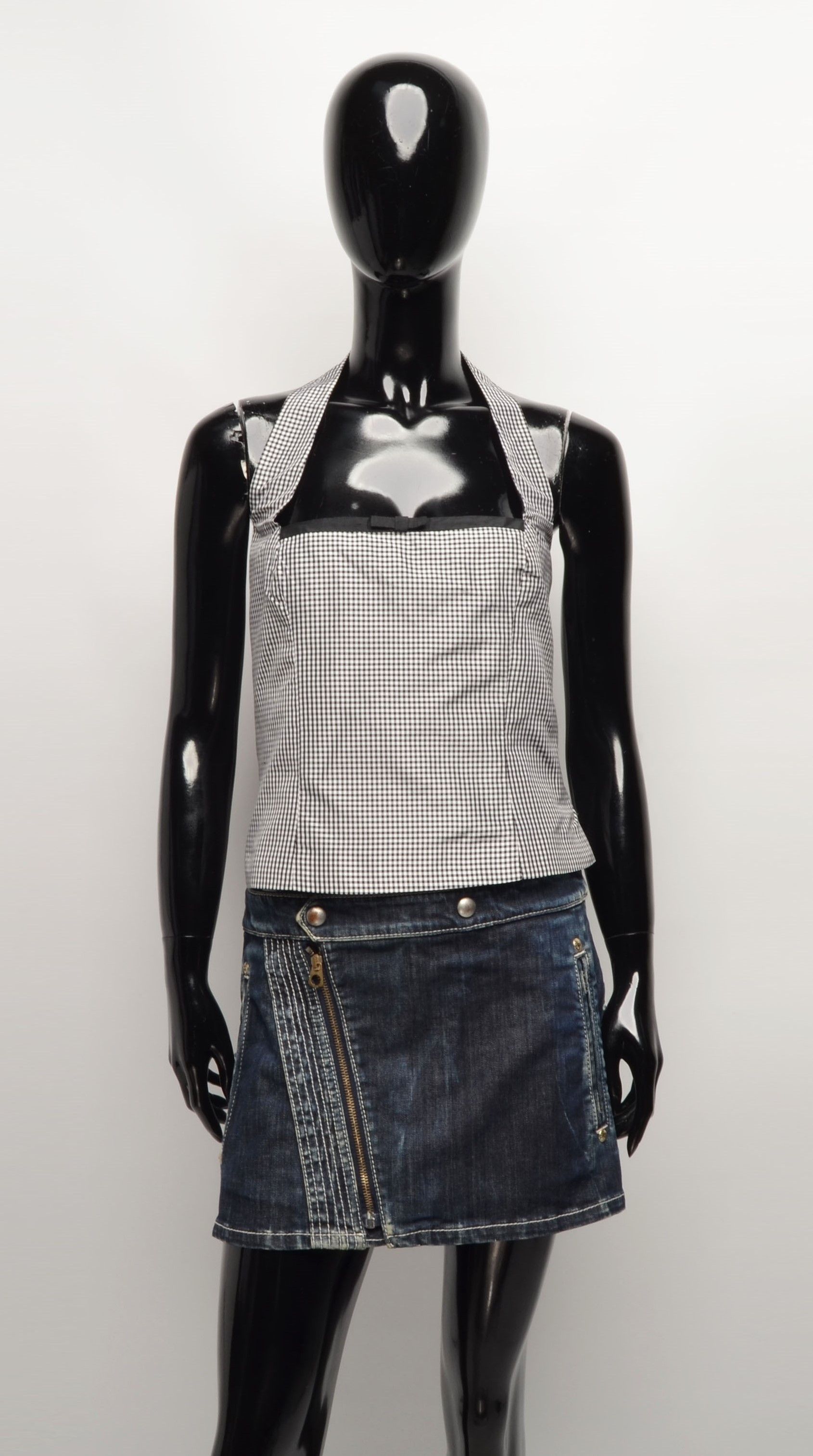 Vintage Vintage Renato Nucci Checkered Square Neck Halter Top Size M / US 6-8 / IT 42-44 - 1 Thumbnail