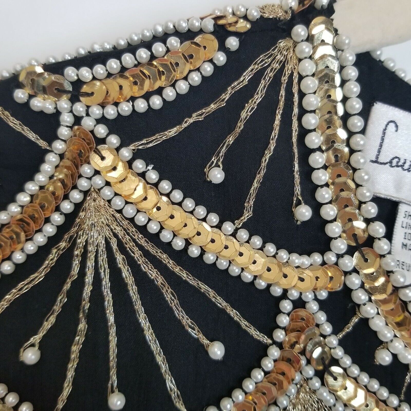 Vintage Laurence Kazar 80s Sequin Beaded SIlk Blouse Pearl Sz M Glam Size M / US 6-8 / IT 42-44 - 5 Thumbnail
