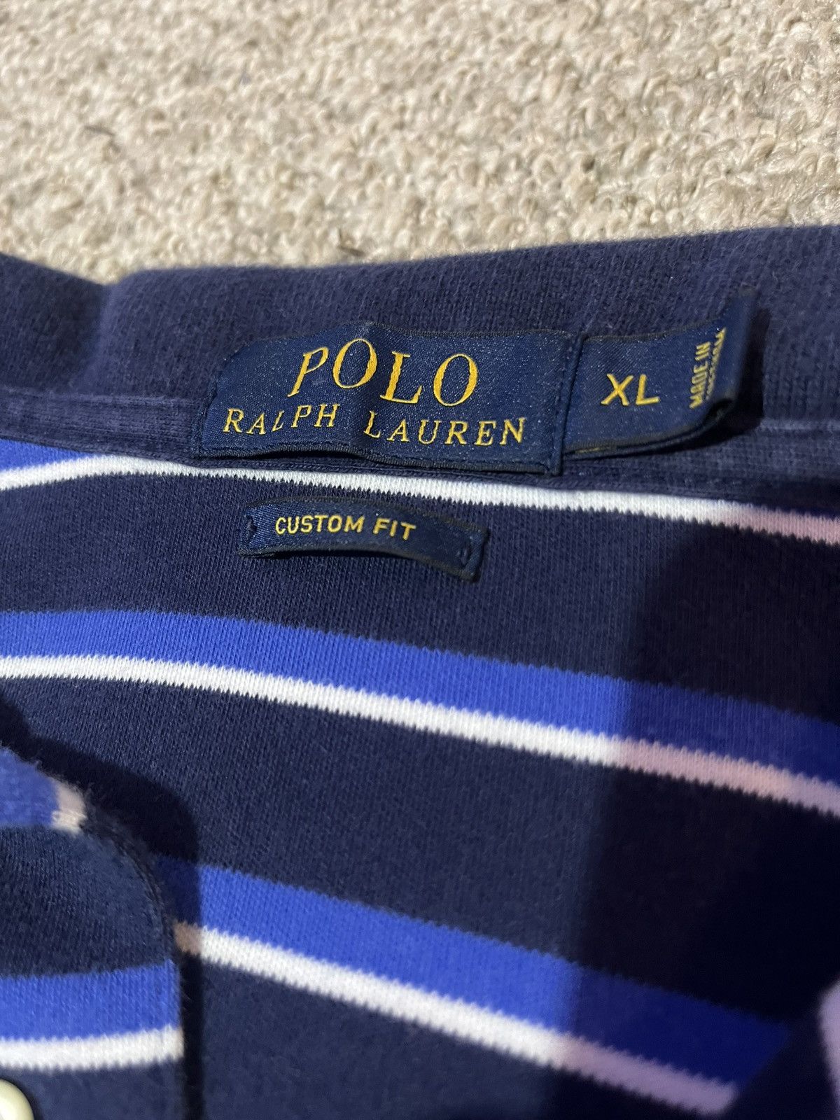 Designer × Polo Ralph Lauren Polo Ralph Lauren XL Navy Blue Shirt with Blue Stripes Size US XL / EU 56 / 4 - 5 Thumbnail
