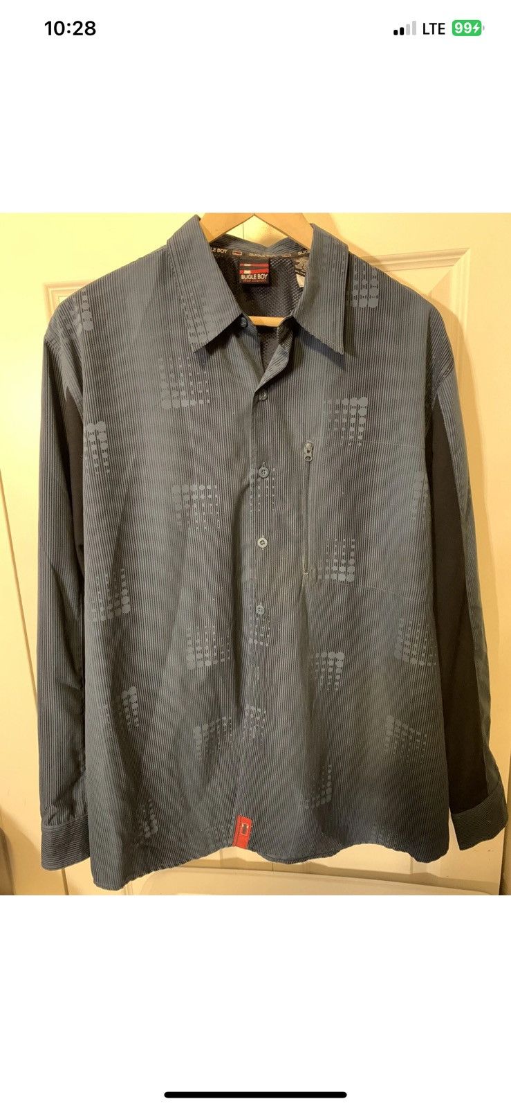 Bugle Boy Bugle Boy Jean Company Mens Sz L Shirt Blue Zip Pocket Rare Size US L / EU 52-54 / 3 - 6 Thumbnail