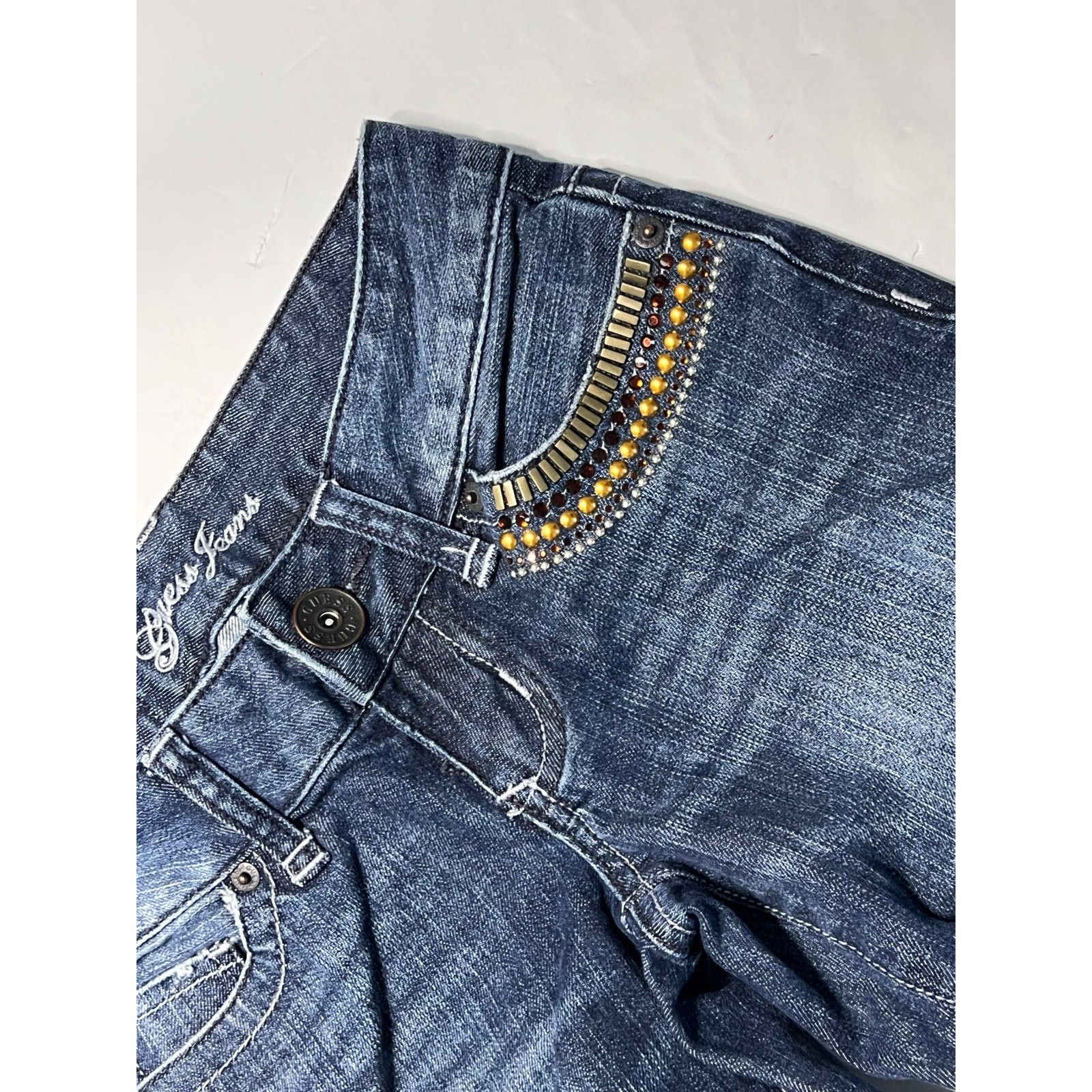Guess Guess Foxy Embellished Stretch Flared Jeans 24 Whiskered Size 24" / US 00 / IT 34 - 8 Thumbnail