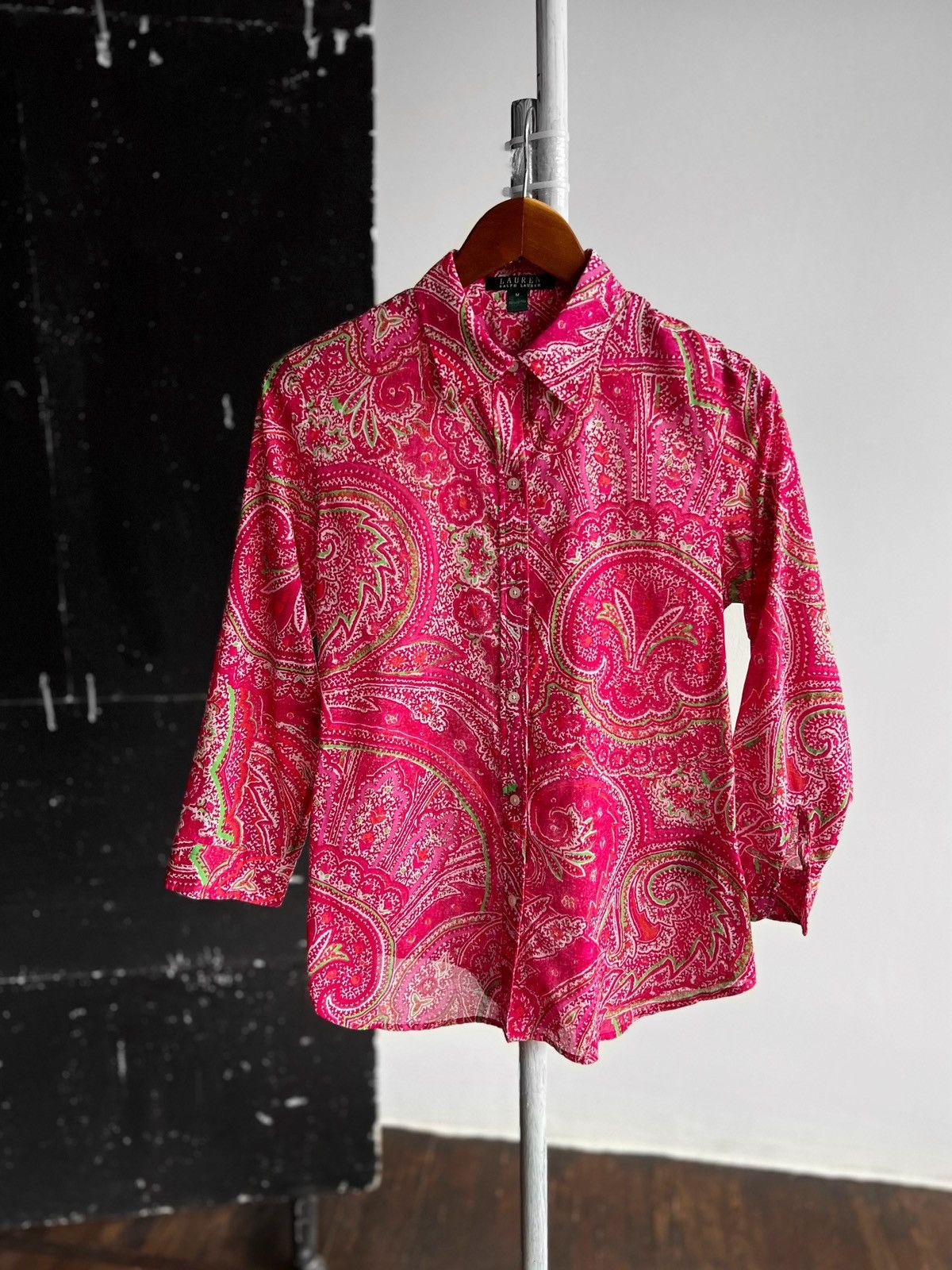 Lauren Ralph Lauren × Polo Ralph Lauren Ralph Lauren Womens Pink Paisley Formal Button Blouse Shirt Size M / US 6-8 / IT 42-44 - 3 Thumbnail