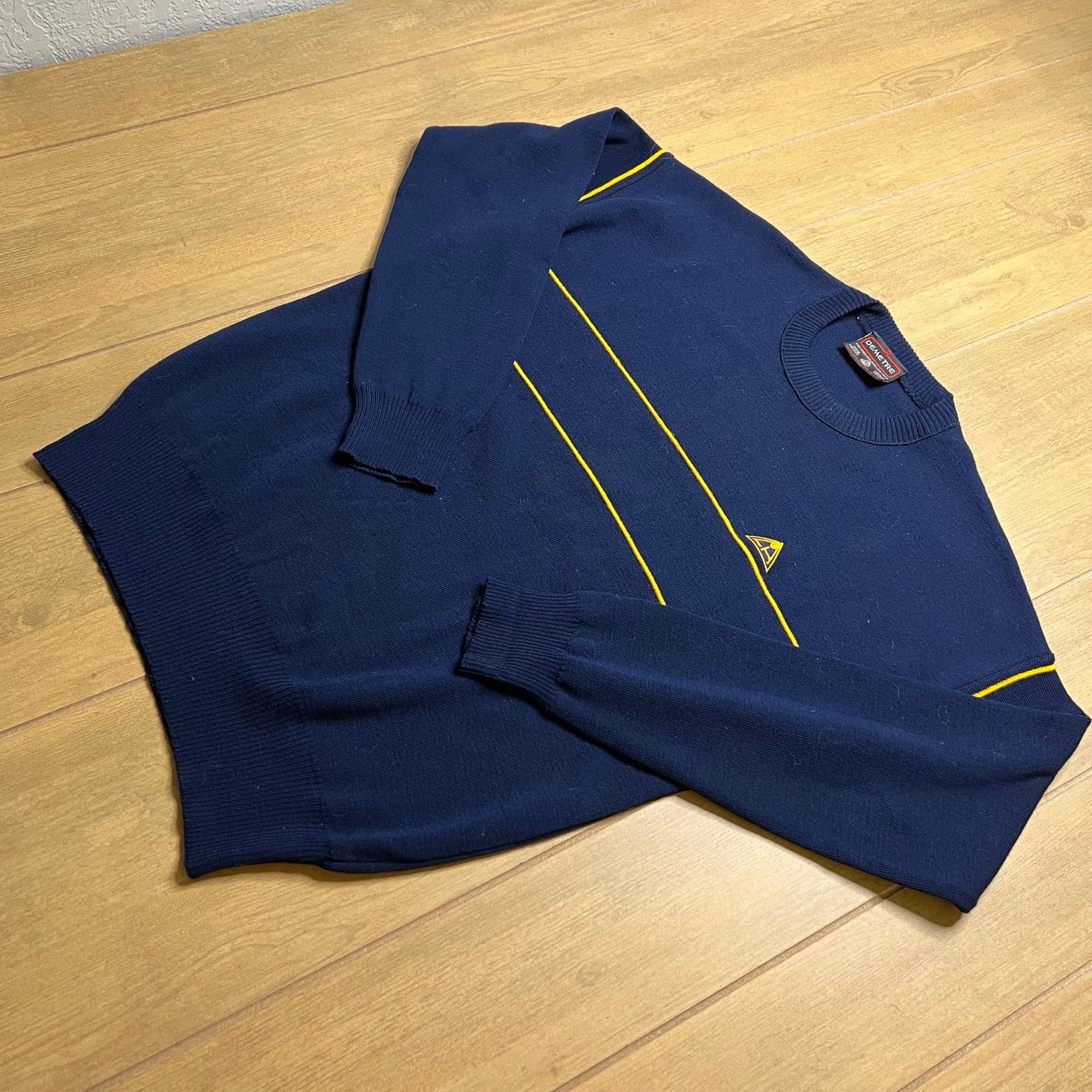 Vintage Vintage DEMETRE Wool Sweater Men’s Medium Blue Yellow Stripe Size US M / EU 48-50 / 2 - 9 Thumbnail