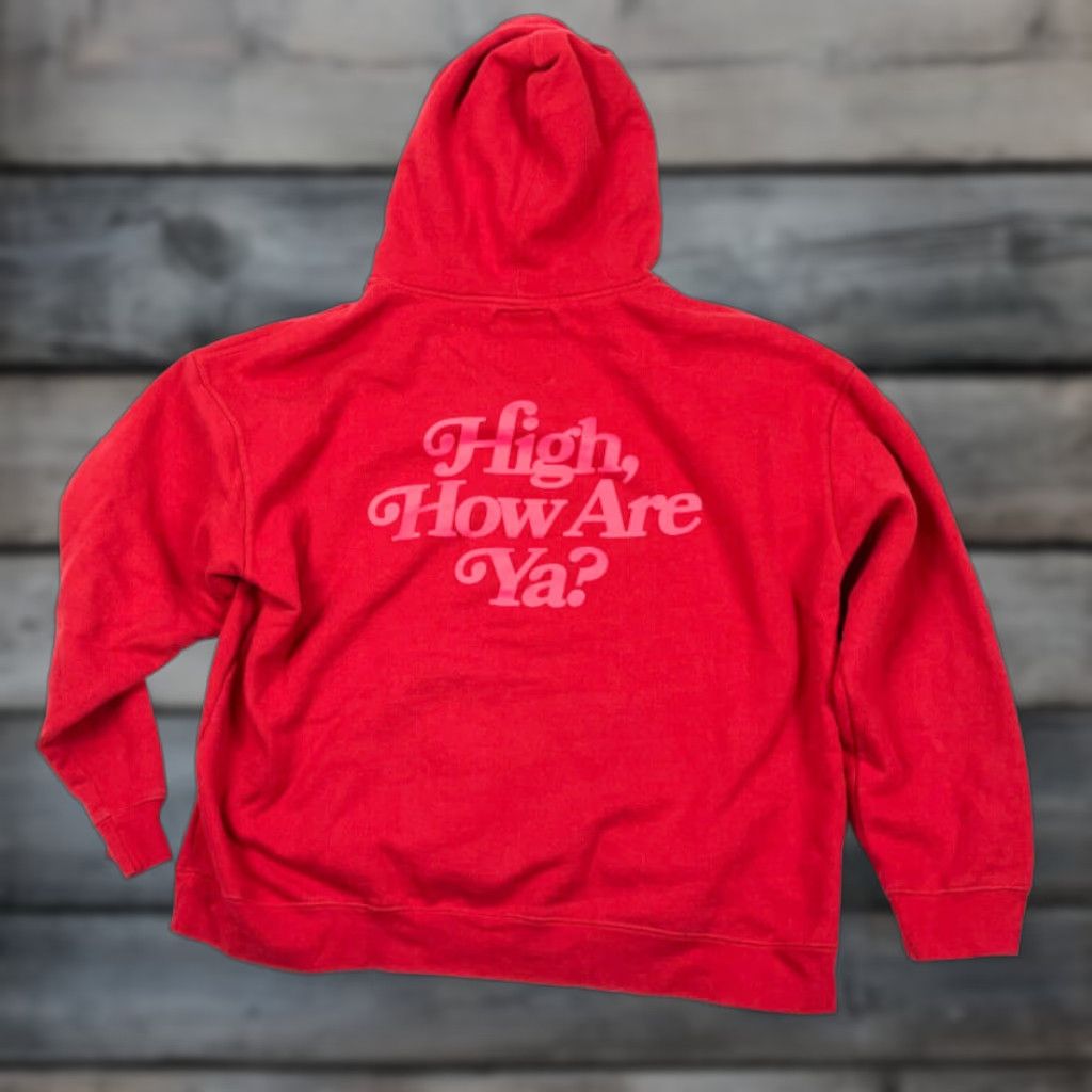 Vintage VINTAGE High How Are Ya Red Pullover Hoodie Sweatshirt Women 2X Double-Sided Print Size XXL / US 16-18 / IT 52-54 - 1 Thumbnail