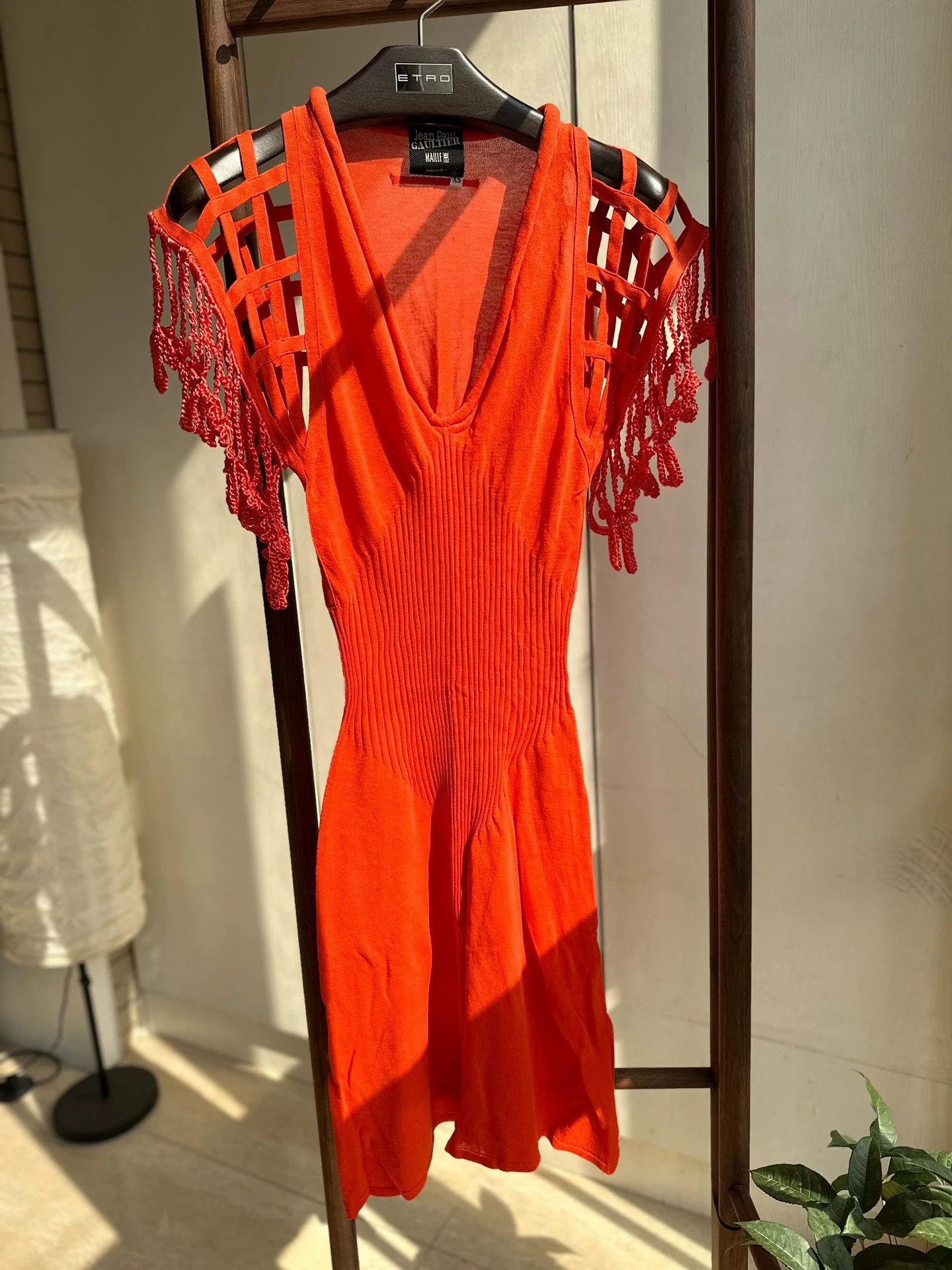 Jean Paul Gaultier JPG Stretchy Knit V-Neck Cutout Sleeves XS Dress 95 New Size XS / US 0-2 / IT 36-38 - 3 Thumbnail