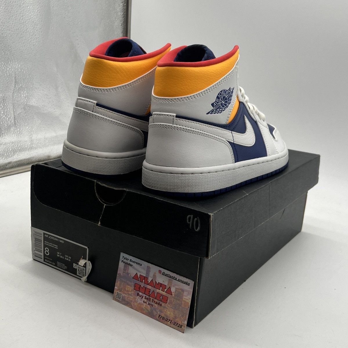 Nike Air Jordan 1 Mid white deep royal blue Size US 8 / EU 41 - 5 Thumbnail