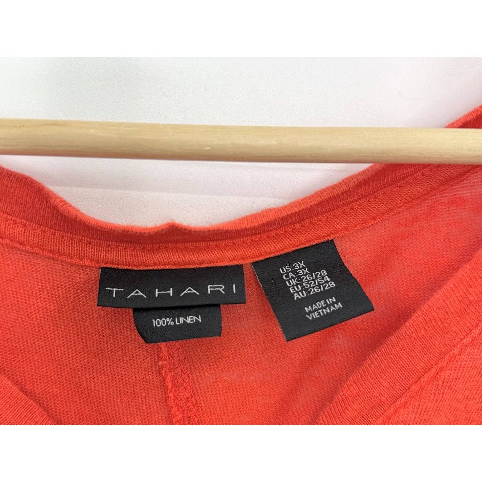 Vintage Tahari Linen Tee Shirt Plus Size 3x Red Orange V-Neck Cropped? Boho Women Size XXL / US 16-18 / IT 52-54 - 5 Thumbnail