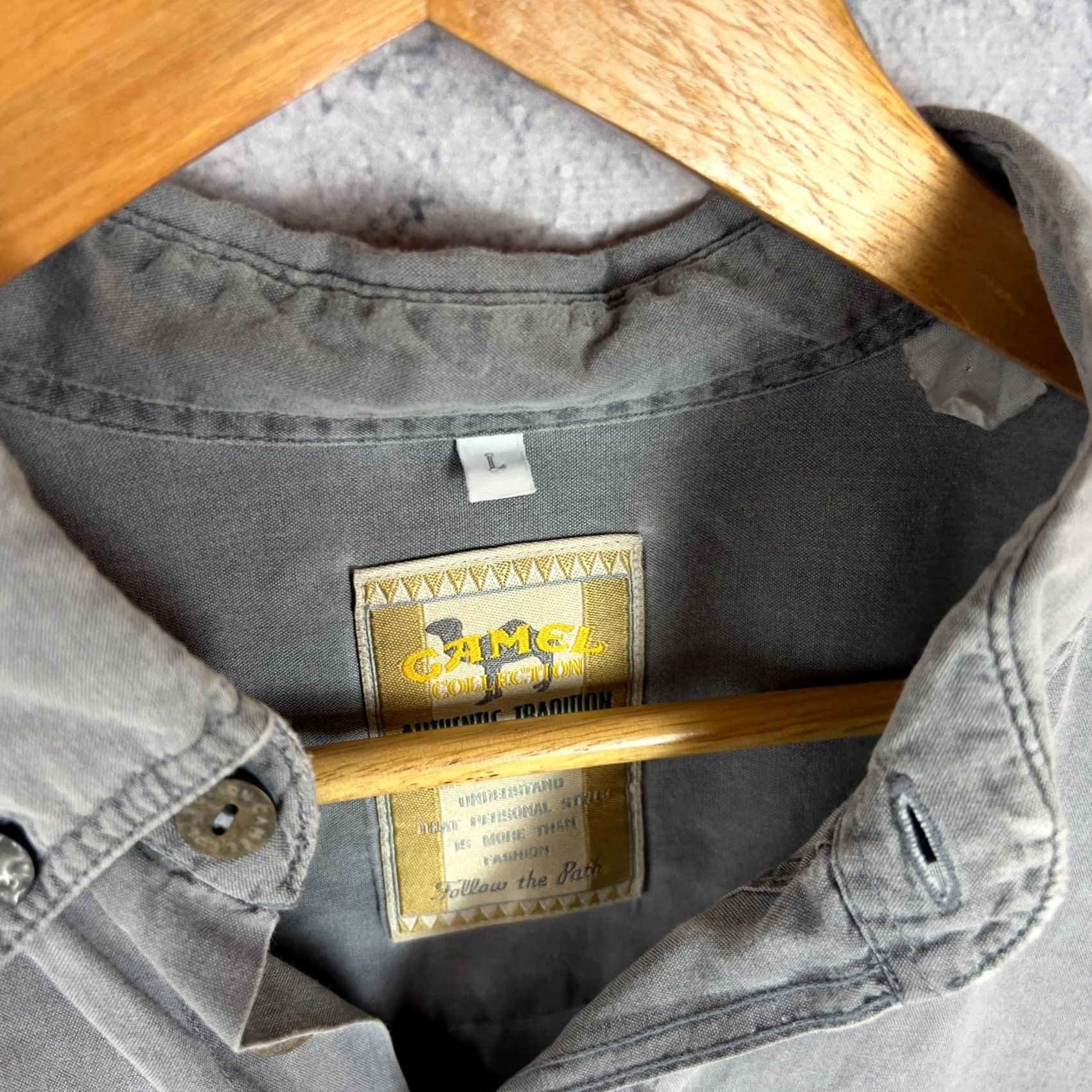 Camel Camel Grey Shirt Men’s L Button-Up Vintage Western Look Size US L / EU 52-54 / 3 - 4 Thumbnail