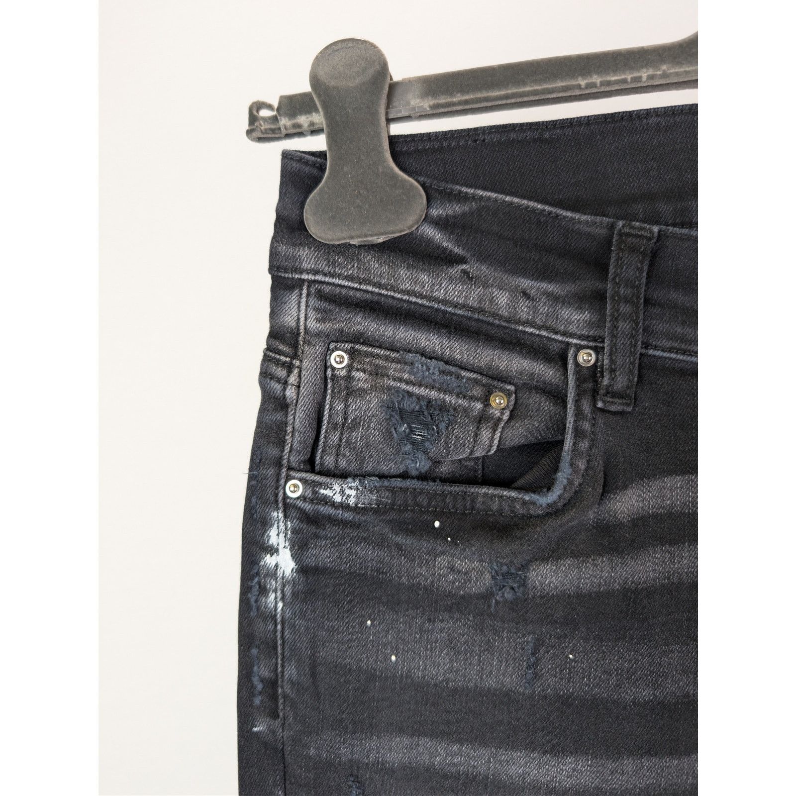 Amiri o1rshd1 MX1 Plaid Denim Jeans in Aged Black Size US 31 - 6 Thumbnail