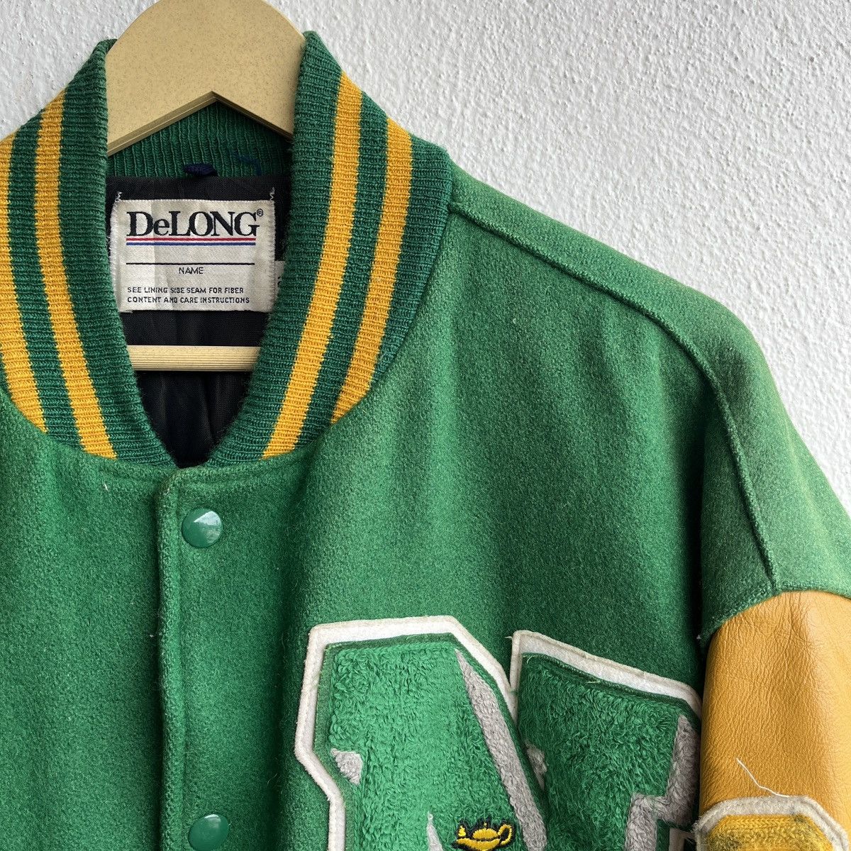 Delong VINTAGE DELONG DISTRESSED VARSITY LEATHER JACKET VAN FLEEREN Size US XXL / EU 58 / 5 - 7 Thumbnail