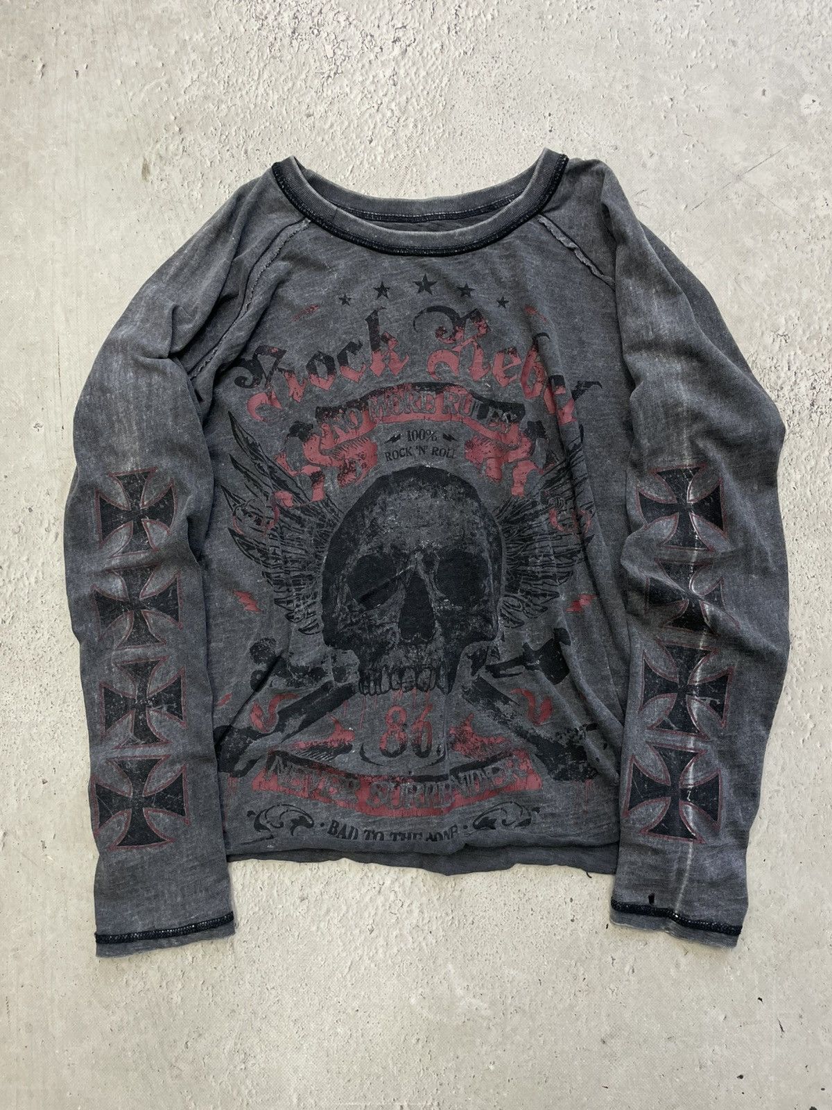 West Coast Choppers Rare washed crosses skulls long sleeve 90s hype y2k Size US M / EU 48-50 / 2 - 1 Thumbnail