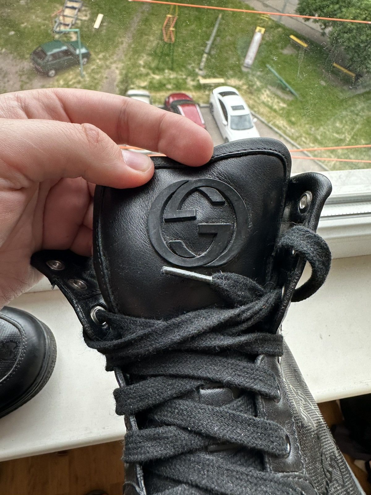 Gucci Gucci GG Imprime Black Monogram Leather High Top Sneakers Size US 7.5 / EU 40-41 - 8 Thumbnail