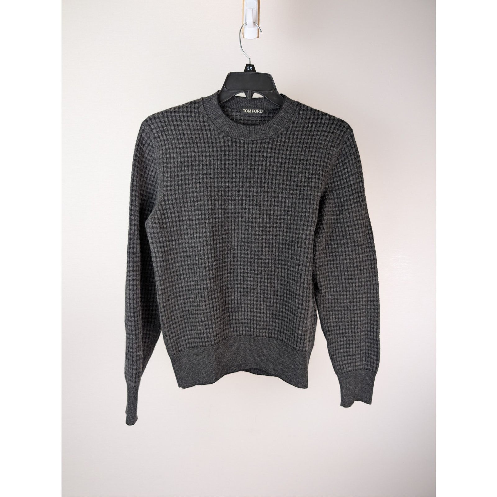 Tom Ford o1rshd1 CC20 checkered crewneck sweater in Grey Size US M / EU 48-50 / 2 - 1 Thumbnail