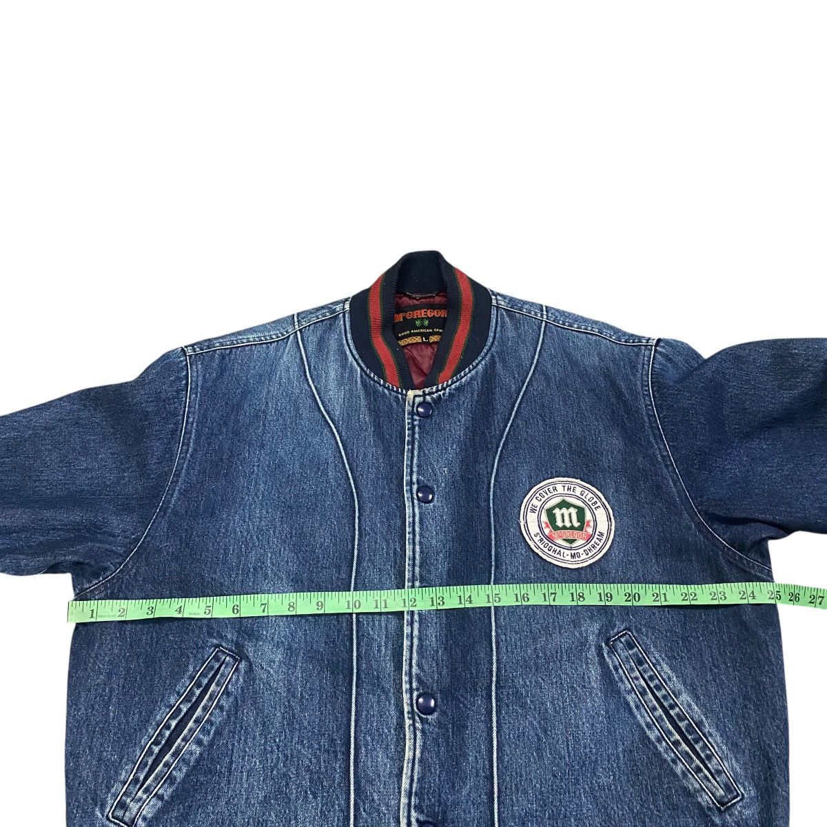 McGregor × Vintage Vintage 90s McGregor Denim Bomber Snap Button Jacket L Size Size US L / EU 52-54 / 3 - 21 Thumbnail