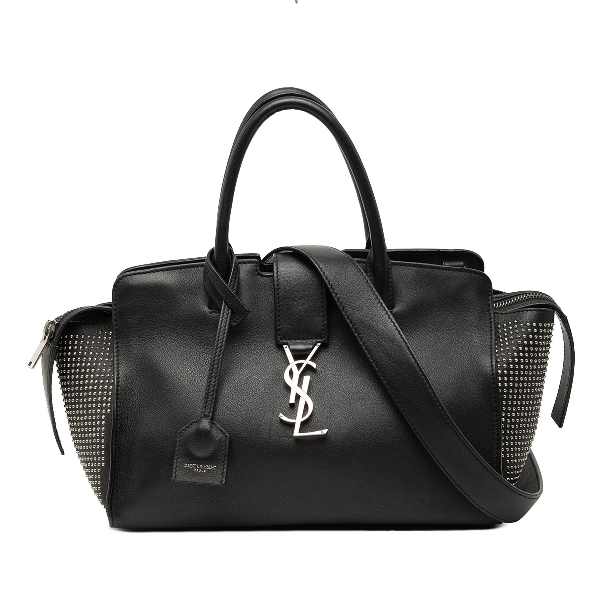 Saint Laurent Paris Baby Studded Leather Monogram Downtown Cabas Satchel Size ONE SIZE - 1 Thumbnail
