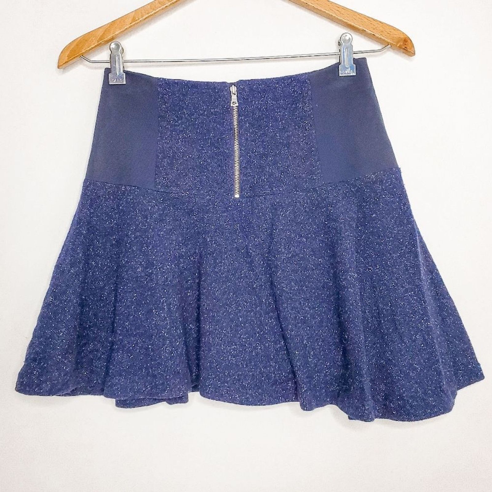 Alice + Olivia Alice + Olivia Navy Blue Shawna Wool Silk Mini Skirt Size 2 Size 26" / US 2 / IT 38 - 4 Thumbnail