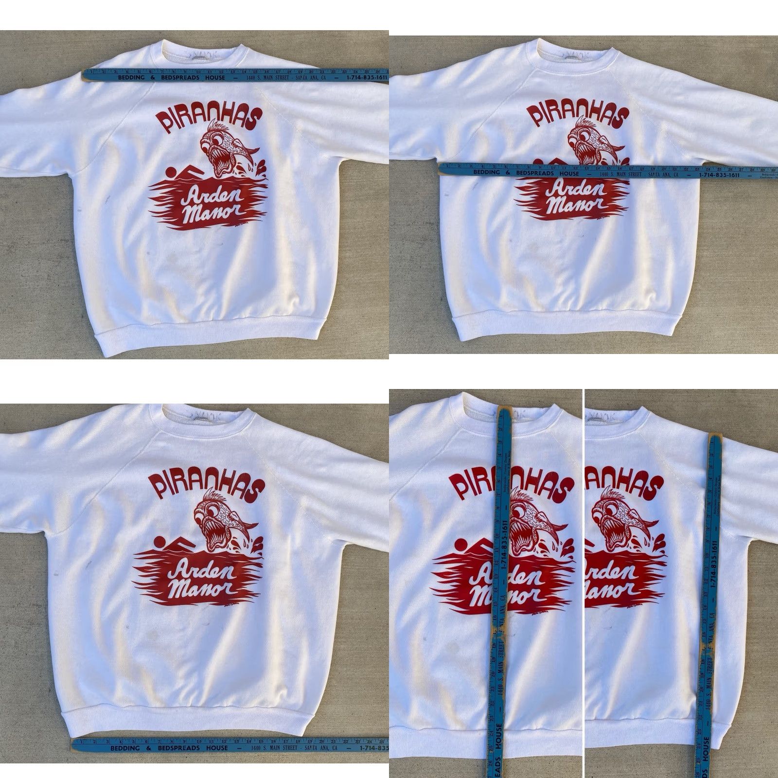 Vintage VINTAGE Piranhas Raglan Sweatshirt White XL Size US XL / EU 56 / 4 - 11 Thumbnail