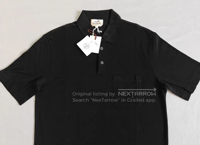 Hermes Hermes Polo shirt short-sleeved, black, H embroidery, 100% Size US L / EU 52-54 / 3 - 3 Thumbnail