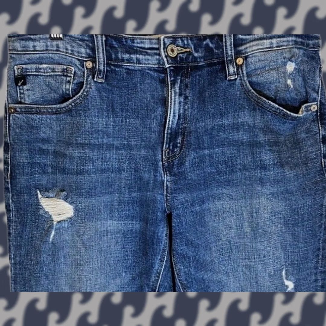 Vintage KanCan Jeans Skinny 9/28 Women Mid Rise Distressed Denim Stretch Blue 30" Waist Regular Inseam 27" Pant Style Jeans Womens Size 30" / US 8 / IT 44 - 1 Thumbnail