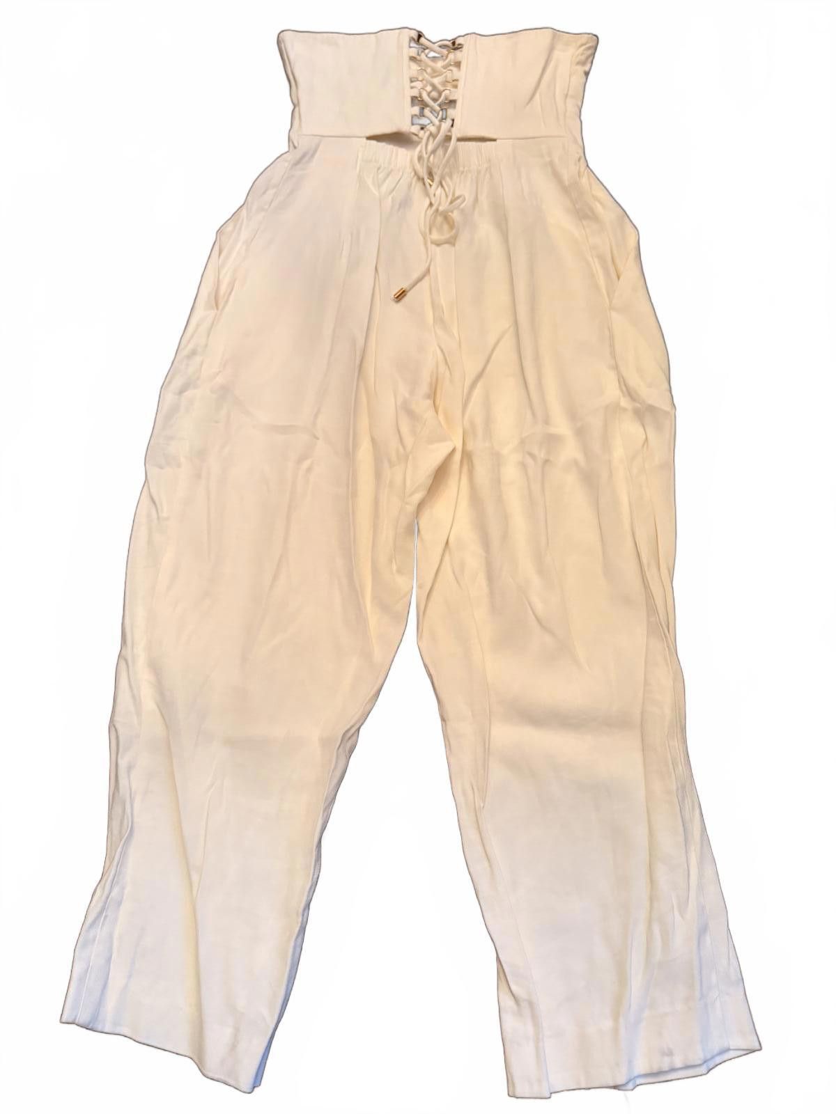 Other Sabina Musayev Rosa Cream Jumpsuit with Cutout and Lace-Up Size ONE SIZE - 6 Thumbnail