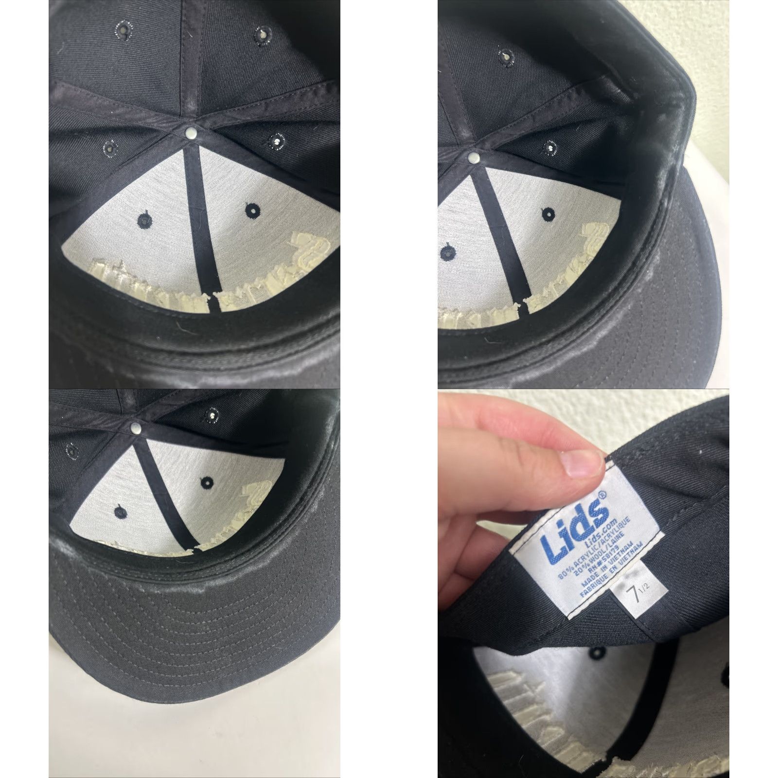 Lids Lids Baseball Hat 7 1/2 Fitted Sacramento Old English Black White Men Hat Size ONE SIZE - 9 Thumbnail