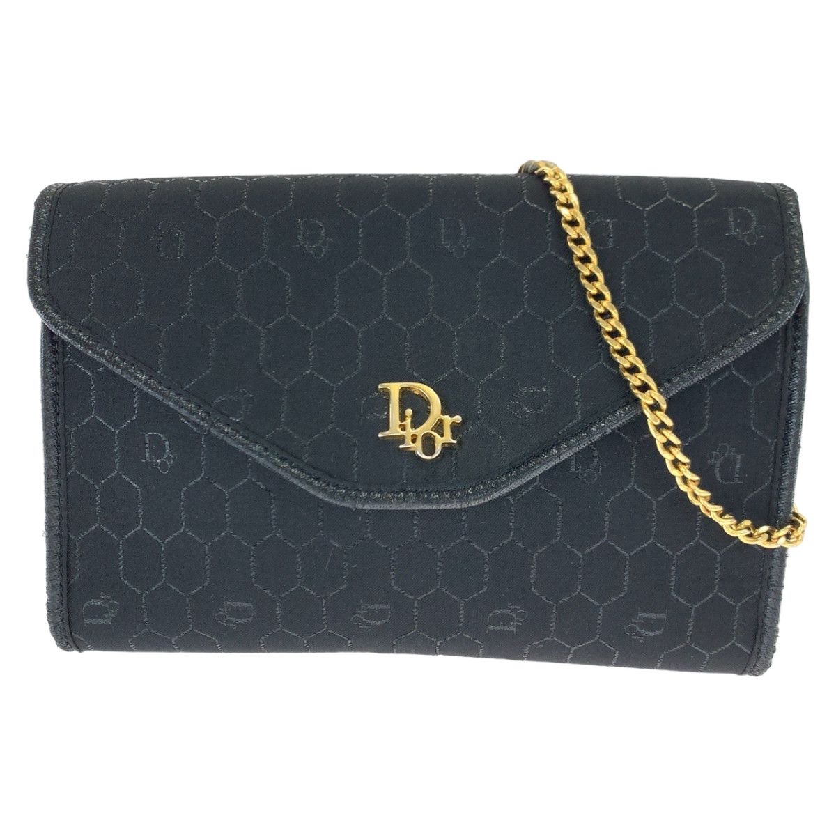 Dior Dior Dior Vintage Honeycomb Black Canvas Chain Shoulder Bag Canvas Crossbody Bag in Very Good Condition Size ONE SIZE - 1 Thumbnail