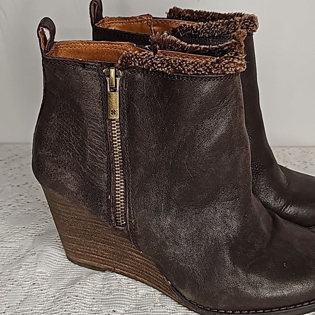 Lucky Brand Lucky Brand Yorque leather brown wedge ankle boots sz 8 Size US 8 / IT 38 - 2 Thumbnail