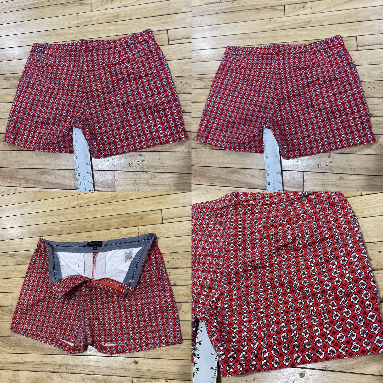 Banana Republic BANANA REPUBLIC Shorts Womens 12 Red Geometric Print Boho Mystic Art WMNTLPRT 12 Size 34" / US 12 / IT 48 - 9 Thumbnail