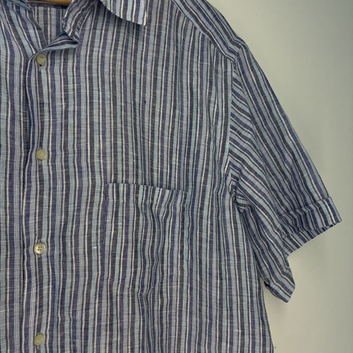Etro Etro Milano 100% Linen Striped SS Shirt - Slim Fit XL Size US XL / EU 56 / 4 - 8 Thumbnail