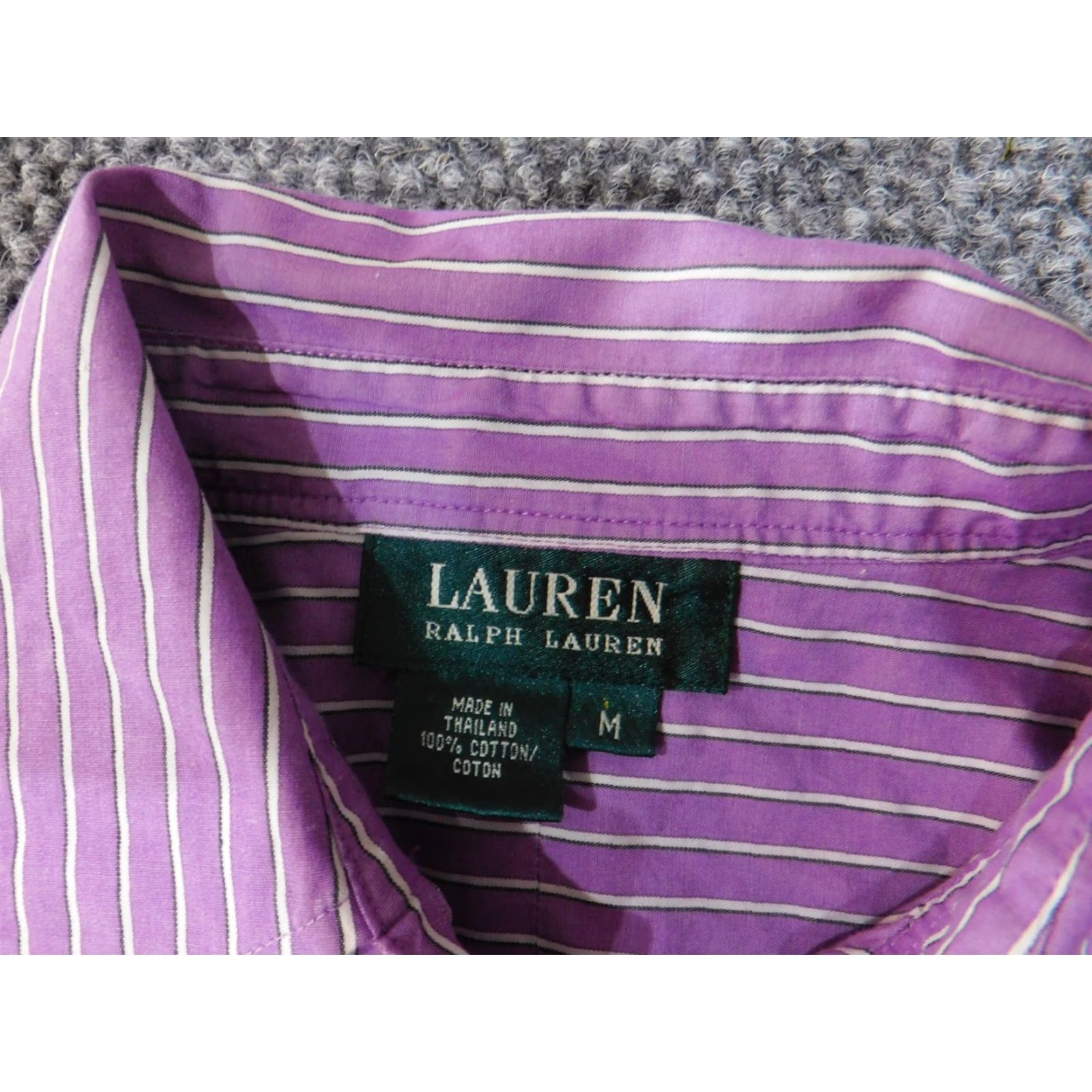Ralph Lauren Lauren Ralph Lauren Shirt Mens Medium Purple Striped Button Up Long Sleeve Dress Shirt Classic Fit Size US M / EU 48-50 / 2 - 4 Thumbnail
