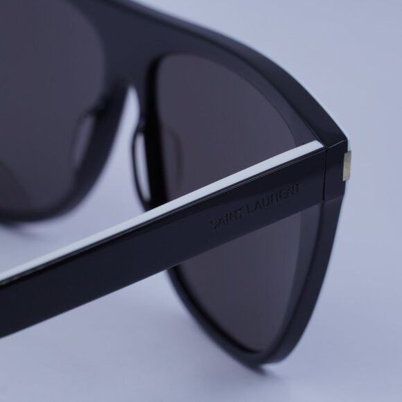 Saint Laurent Paris Saint Laurent SL1 020 Sunglasses White/Black Square Frame Size ONE SIZE - 4 Thumbnail