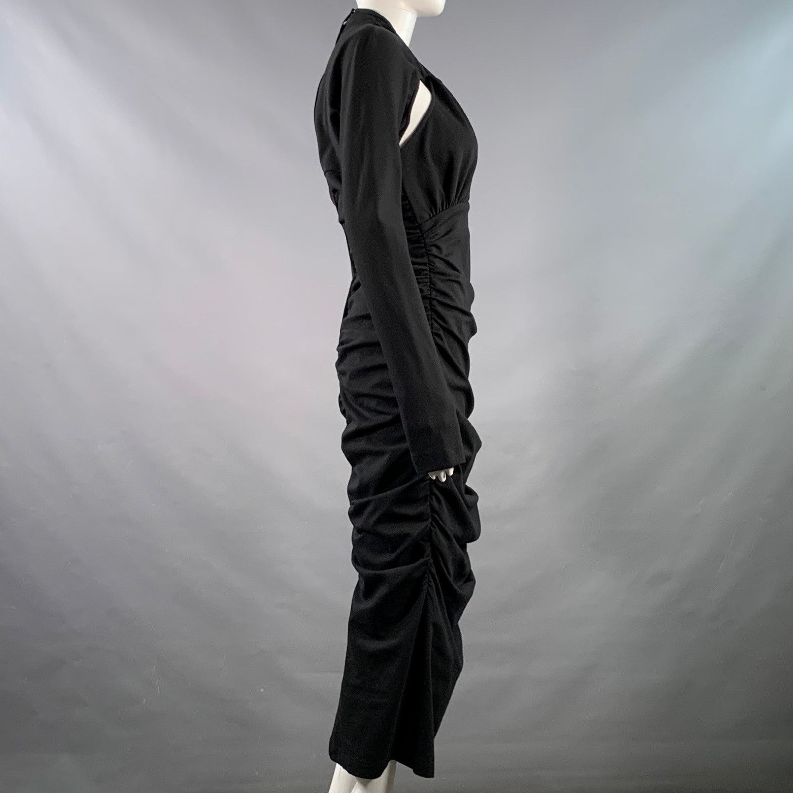 Dolce & Gabbana Black Viscose Blend Ruched Bodycon Cutout Cocktail Dress Size M / US 6-8 / IT 42-44 - 3 Thumbnail