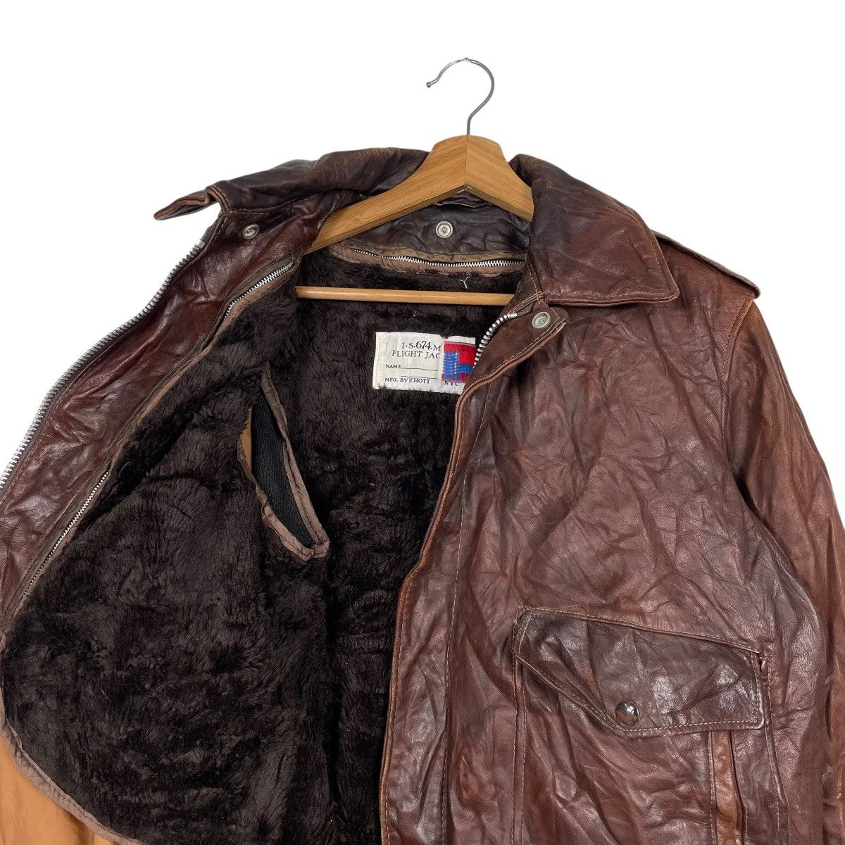 Schott Vintage Schott NYC I.S674.M.S Leather Flight Jacket Size US M / EU 48-50 / 2 - 10 Thumbnail
