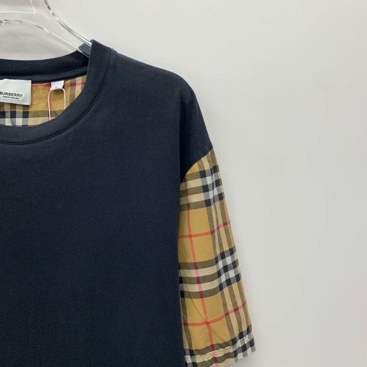 Burberry Burberry Black Plaid Panel Cotton T-Shirt Size US M / EU 48-50 / 2 - 3 Thumbnail