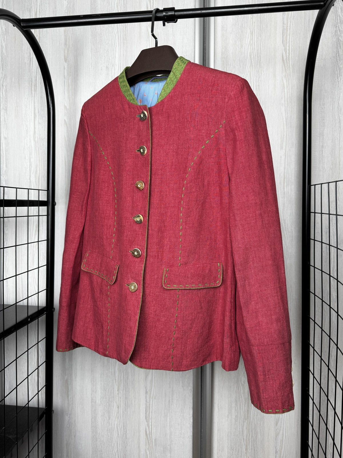 Other Habsburg Antoinette Red Linen Traditional blazer jacket 42 Size L / US 10 / IT 46 - 5 Thumbnail