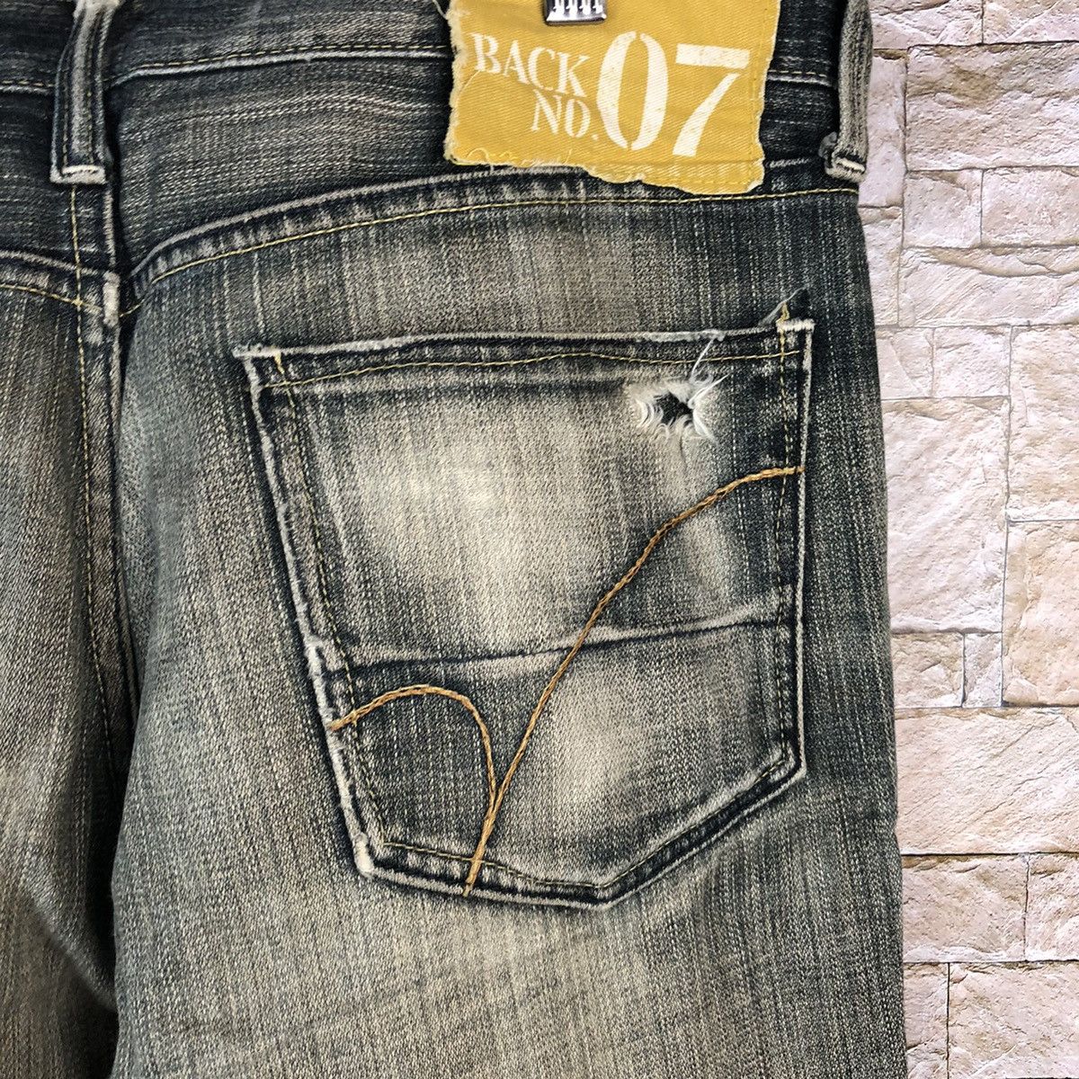 Japanese Brand Back Number Black faded vintage Denim Pants #A1009 Size US 31 - 16 Thumbnail