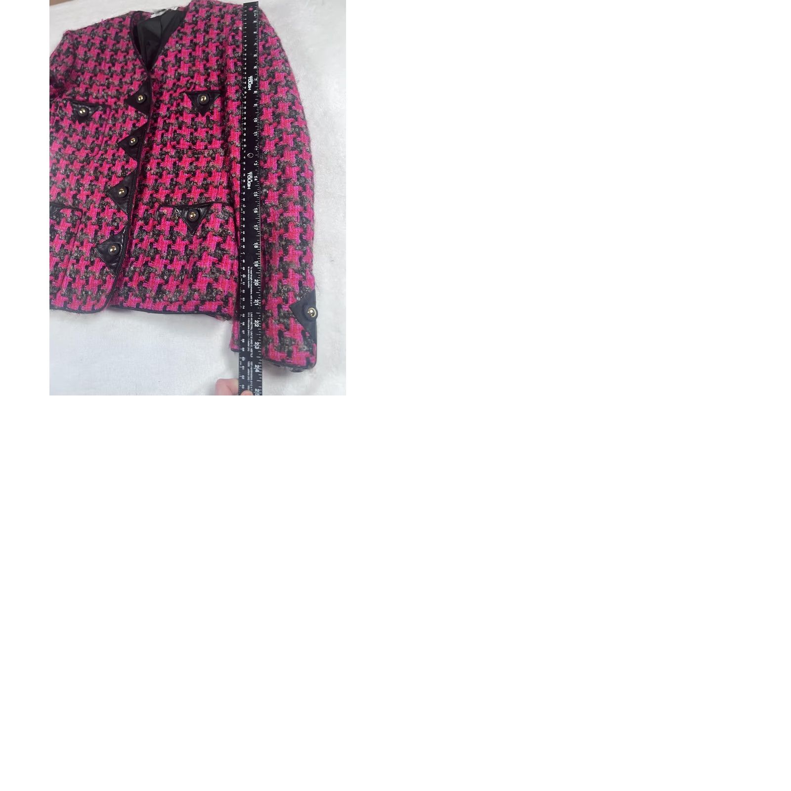 Vintage Vintage Carlisle Blazer Womens 6 Pink Wool Tweed Houndstooth Sequin Jacket 80s Size M / US 6-8 / IT 42-44 - 9 Thumbnail