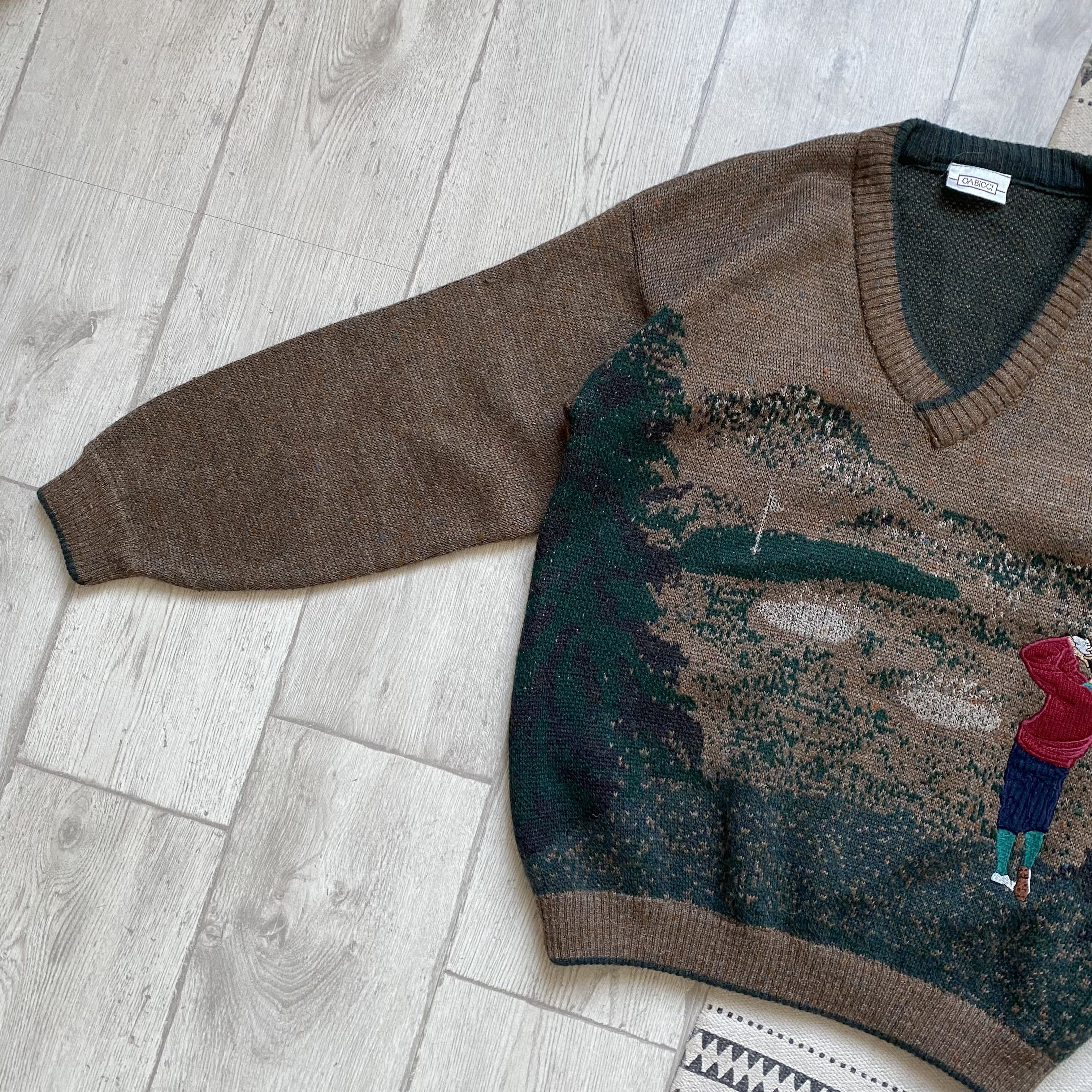 Carlo Colucci 🏌🏽️ Vintage 80-90 Cozy Polo Golf Wool Heavy Knit sweater Size US L / EU 52-54 / 3 - 5 Thumbnail