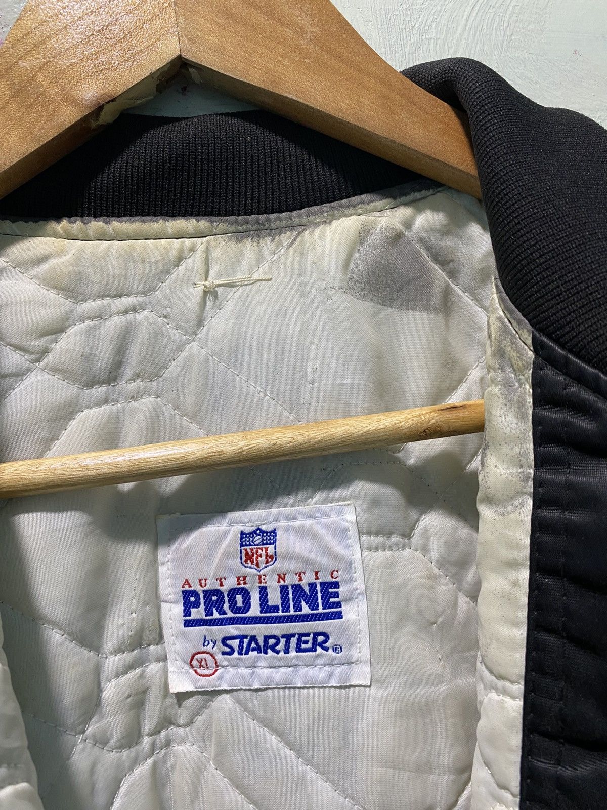 NFL 🥷🏻 Vtg Starter Pro Line Oakland Raiders Satin Varsity Jacket Size US XL / EU 56 / 4 - 11 Thumbnail