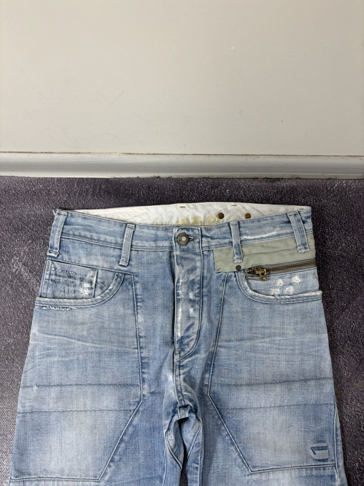 G-Star Vintage G-Star Raw Avant Garde Light Blue Denim Biker Jeans Size US 32 / EU 48 - 13 Thumbnail