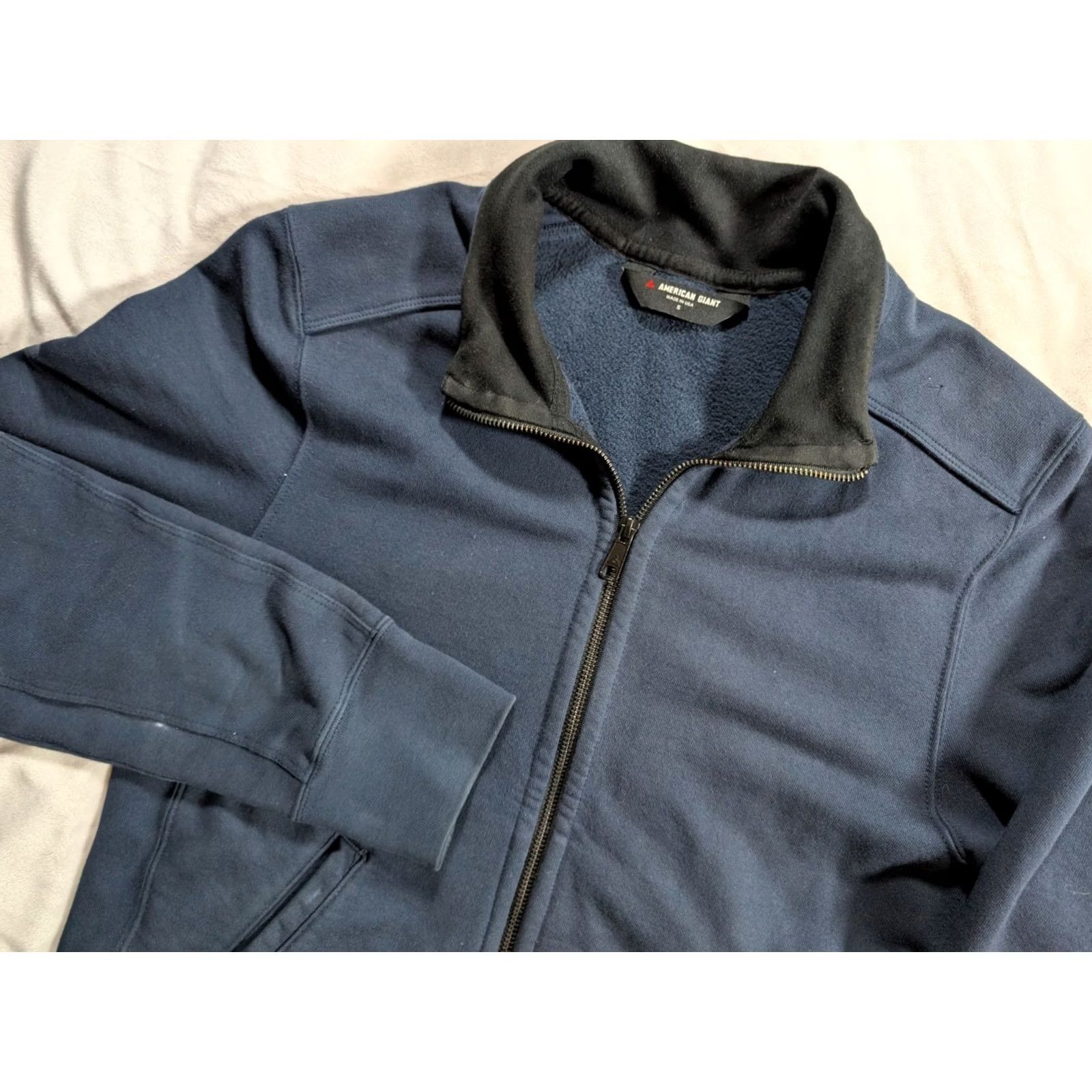 Vintage American Giant Sweatshirt Mens Small Heavy Full Zip USA Made Cotton Blue Embroidered Logo Zipper Full Zip Pockets USA Theme 90s? Size US S / EU 44-46 / 1 - 2 Thumbnail