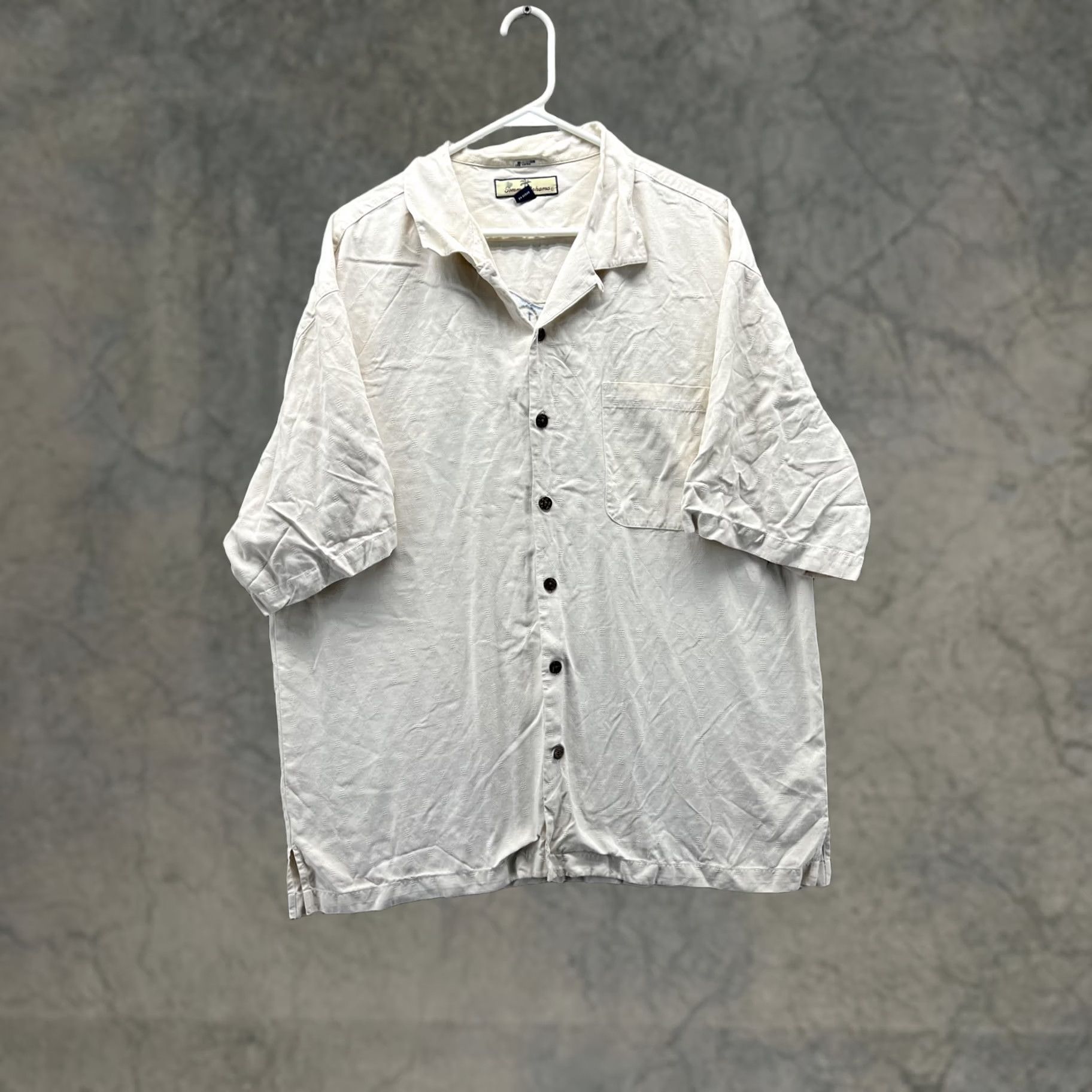 Tommy Bahama Tommy Bahama Shirt Mens XL White Geometric Silk Short Sleeve Button Front Casual Size US XL / EU 56 / 4 - 1 Thumbnail