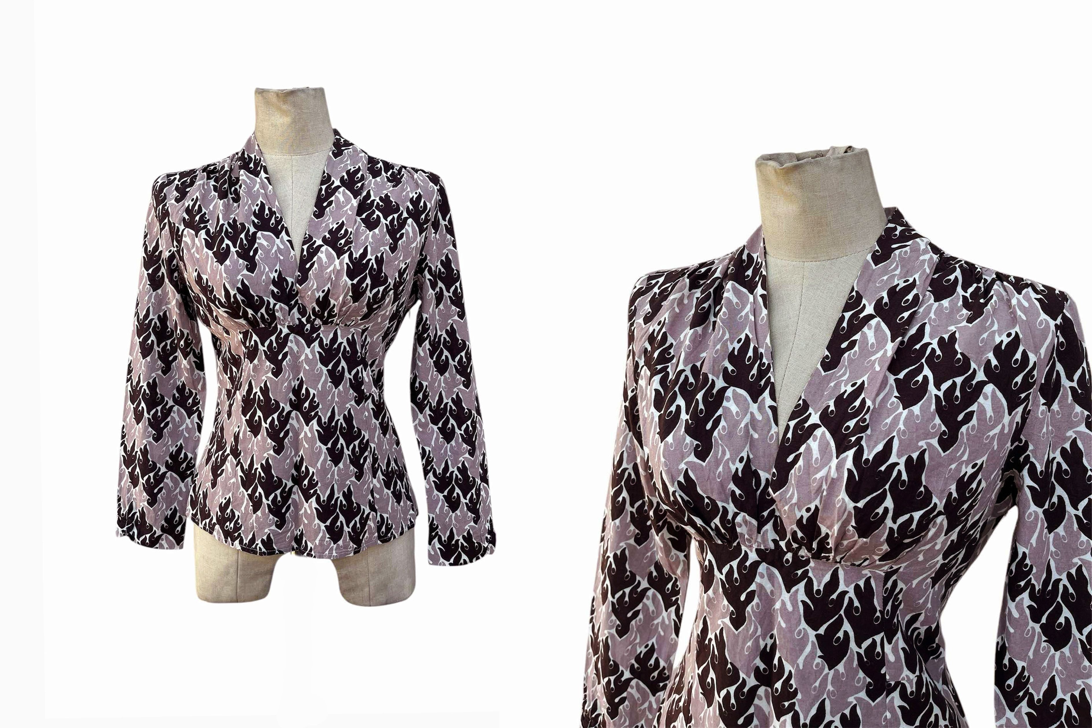 Marni MARNI cotton long sleeve deep v neck top, abstract printed Size XS / US 0-2 / IT 36-38 - 9 Thumbnail