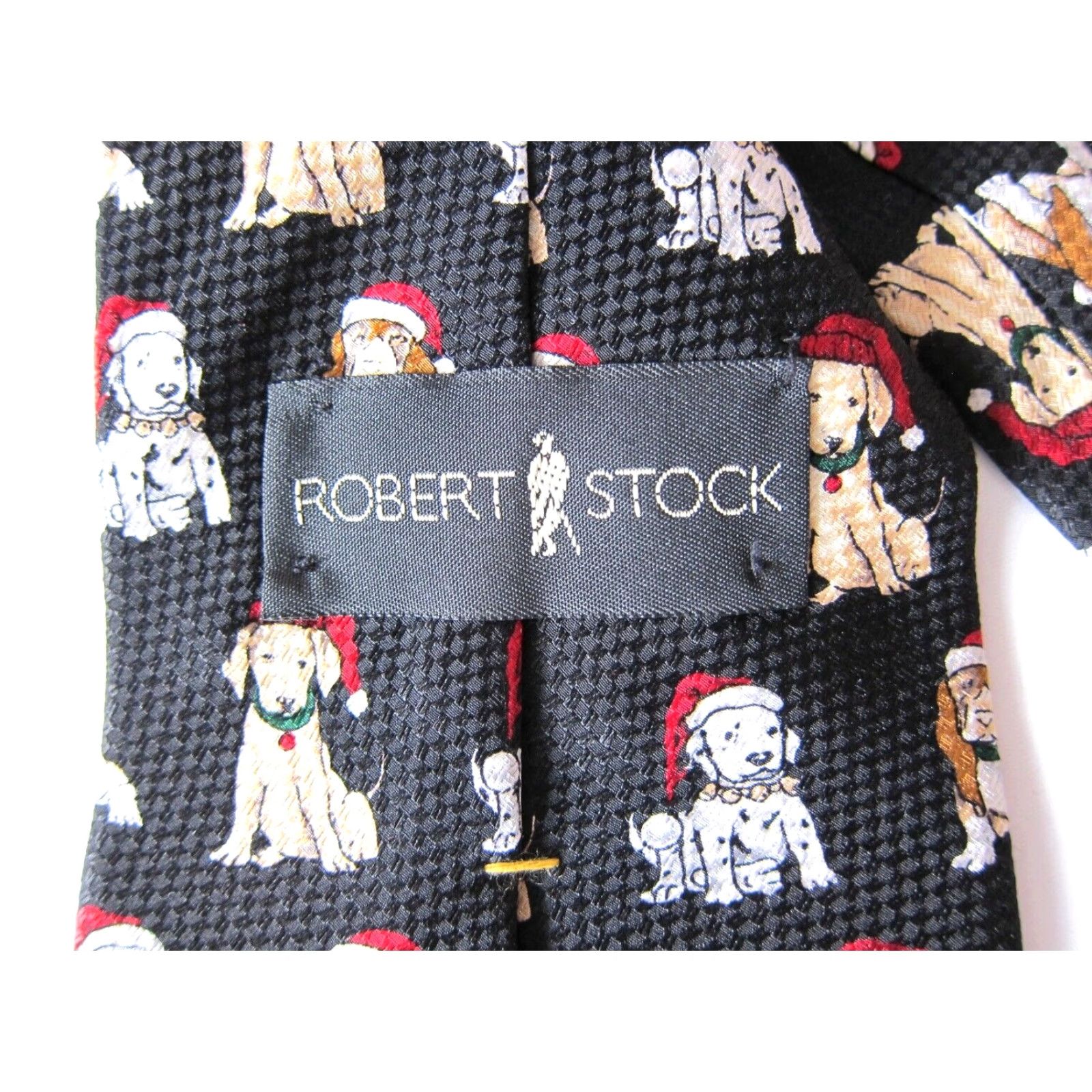 Vintage VINTAGE Robert Stock Made USA Black Red Christmas Puppies Dalmatian Dog Tie Men Silk Pattern Dog Tie Size ONE SIZE - 6 Thumbnail