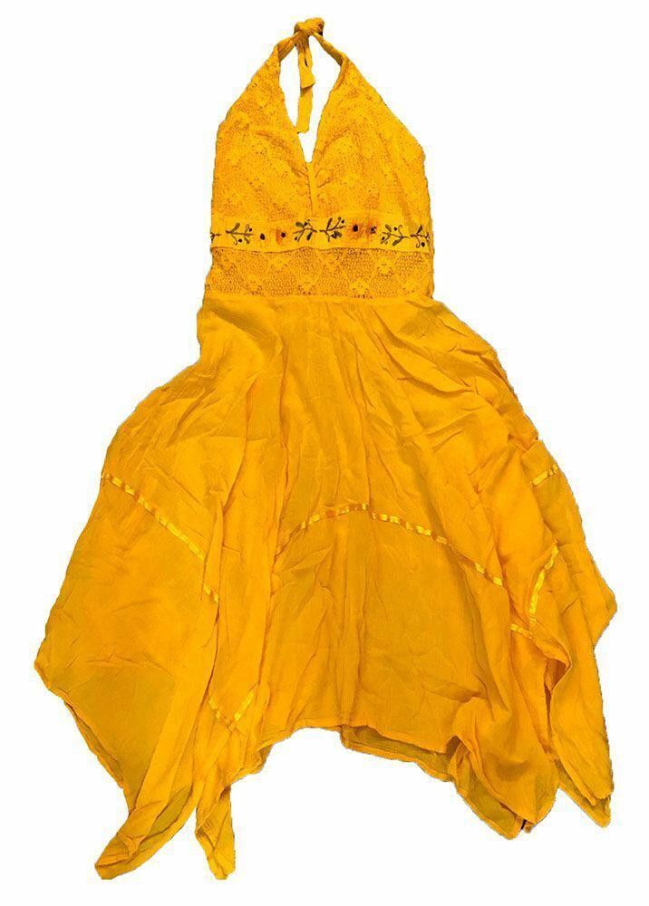 Designer Pre Owned Yellow Hand Made Dress M Size M / US 6-8 / IT 42-44 - 2 Thumbnail