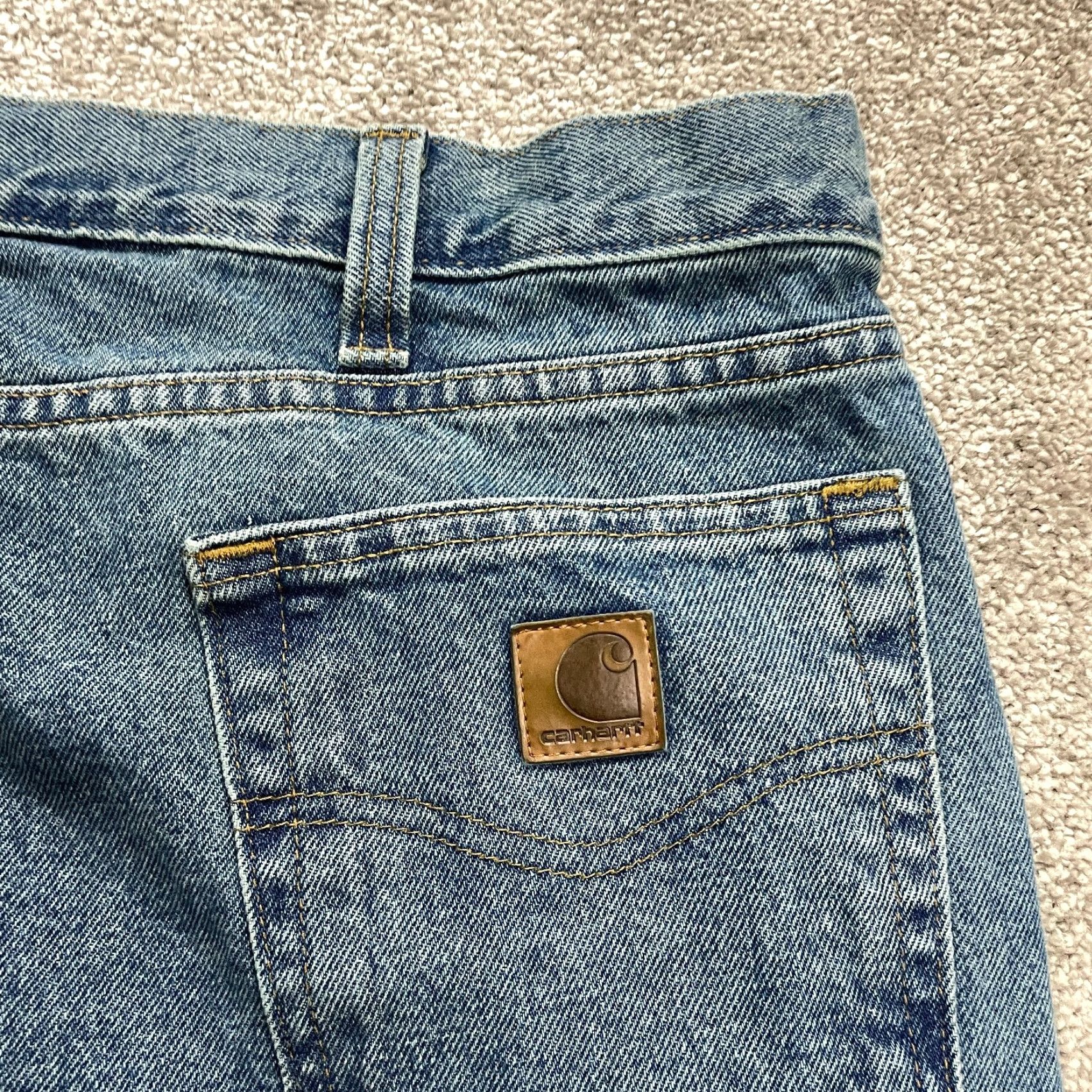 Carhartt VINTAGE Carhartt Jeans Mens 31x35 Denim Straight Fit Dark Wash Cotton Classic Logo Size US 31 - 5 Thumbnail