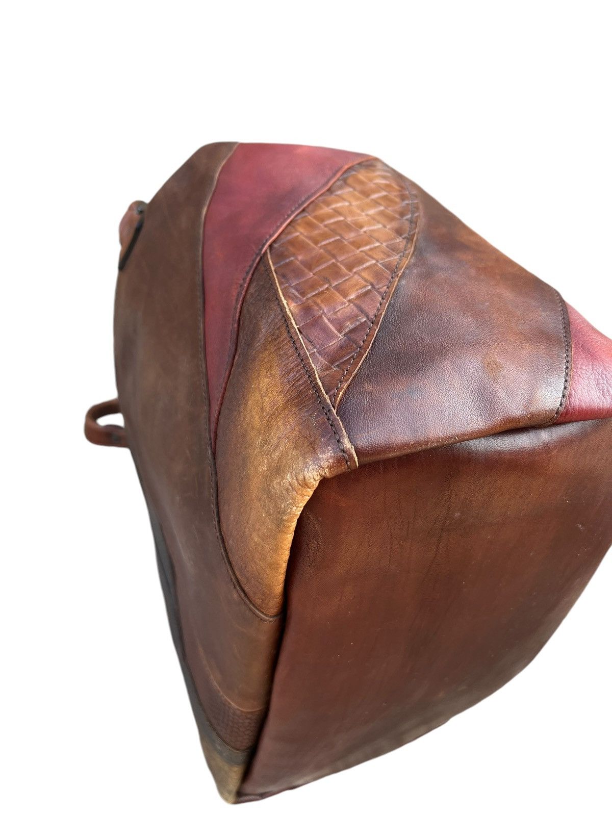 Leather Vintage K. Murata Japan Fade Patina Patchwork Tote Bag Size ONE SIZE - 16 Thumbnail