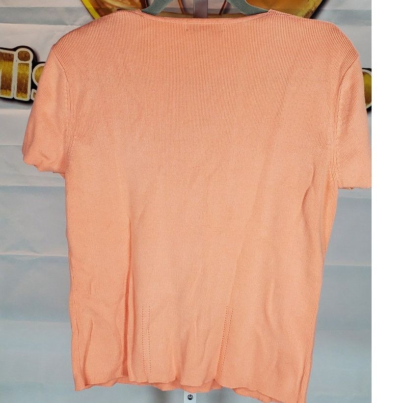 Other Dressbarn Peach Orange Short Sleeve Knit Sweater Size XL Size XL / US 12-14 / IT 48-50 - 2 Thumbnail