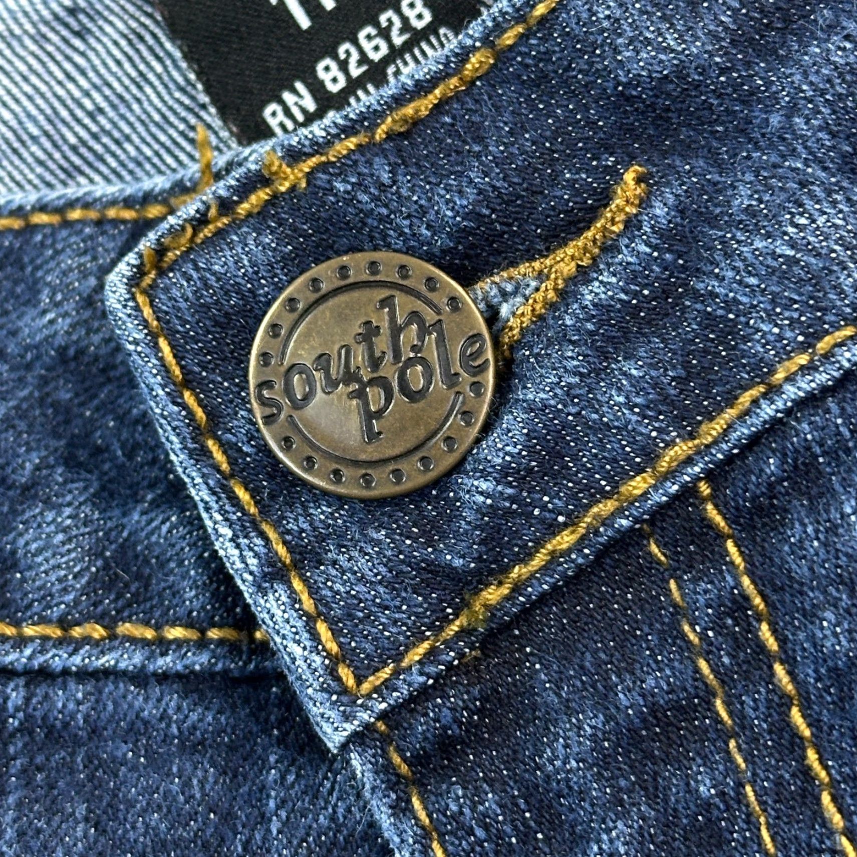 Southpole VINTAGE Southpole Jeans Women's 11 30x31 Dark Wash Mid Rise Stretch Studded Pocket Y2K Jeans Womens Regular 5-Pocket Denim Blue Size 32" / US 10 / IT 46 - 6 Thumbnail